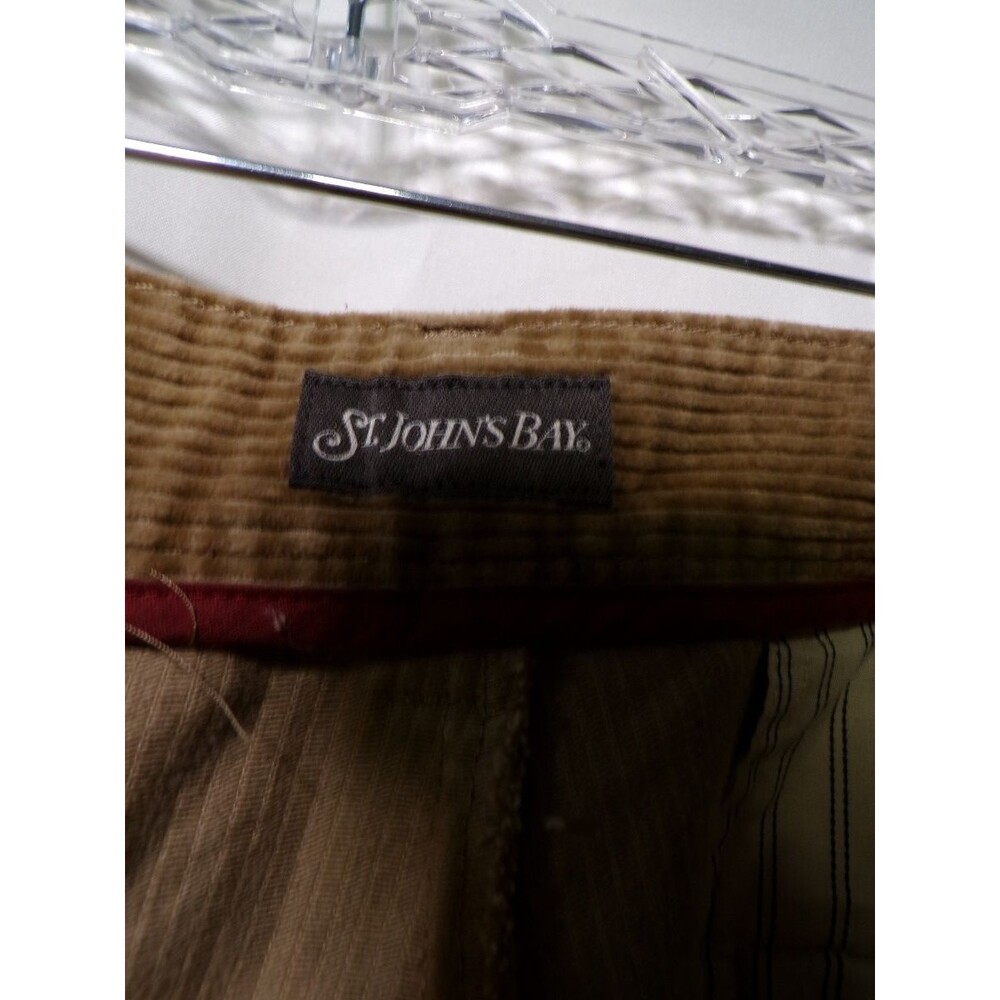St Johns Bay Men's Corduroy Dress Pants Beige Pleated 40x32 Straight - Picture 3 of 5